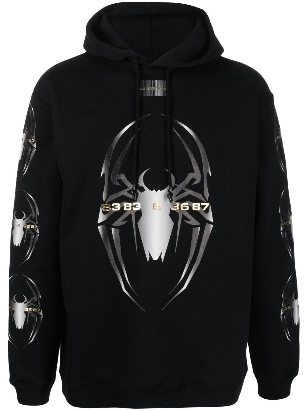 VTMNTS spider-print drawstring hoodie - Black von VTMNTS