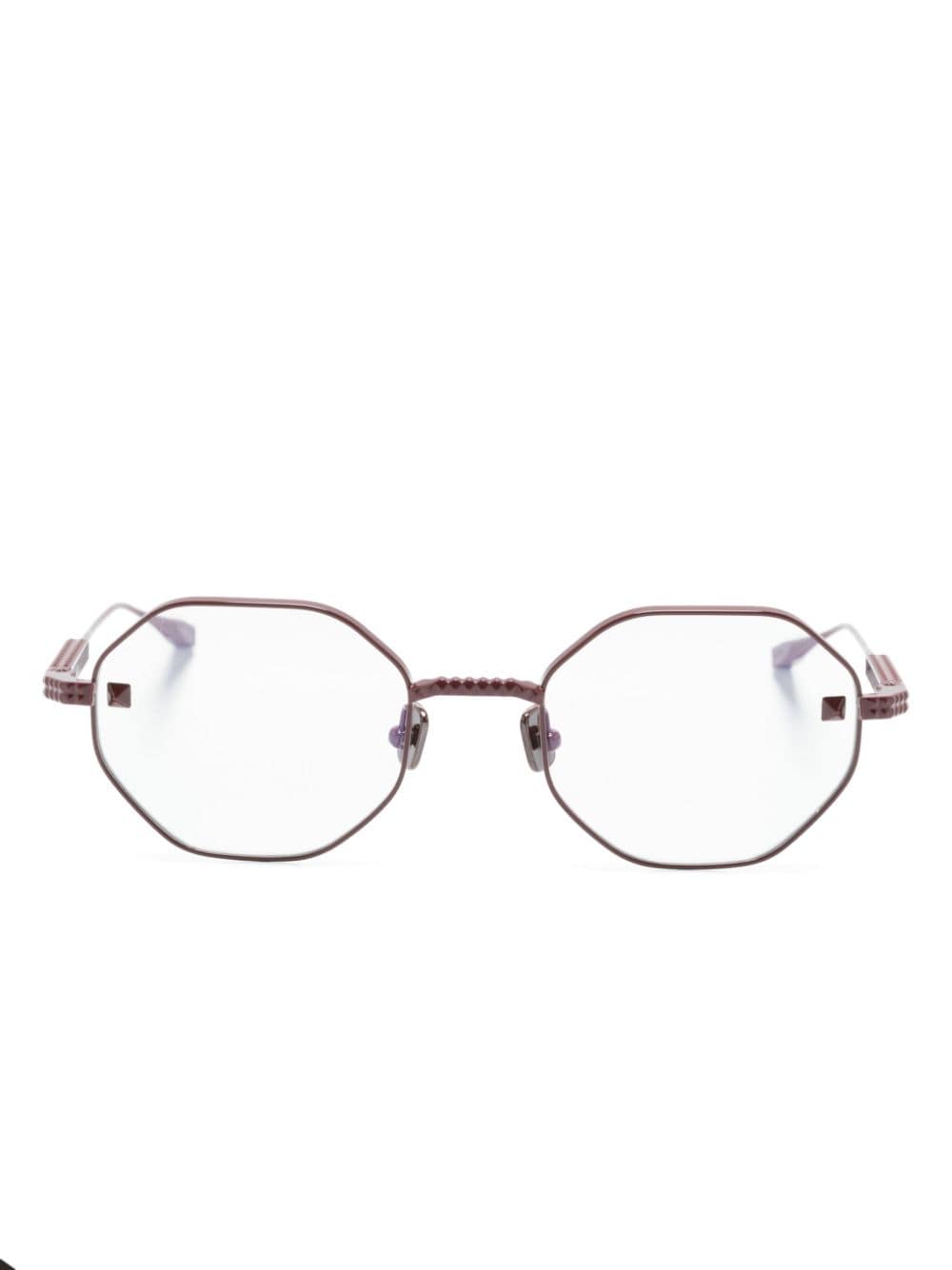 Valentino Eyewear V-Stud geometric frame glasses - Red von Valentino Eyewear