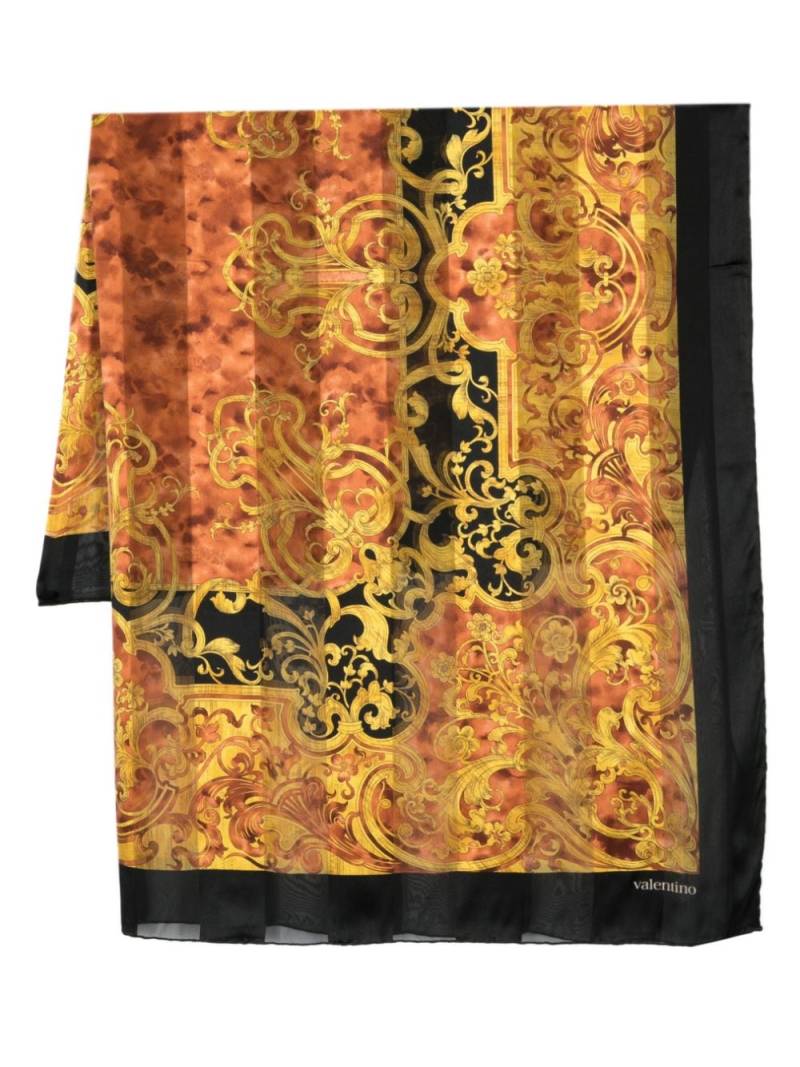 Valentino Garavani Pre-Owned 1980s baroque-print silk scarf - Black von Valentino Garavani Pre-Owned