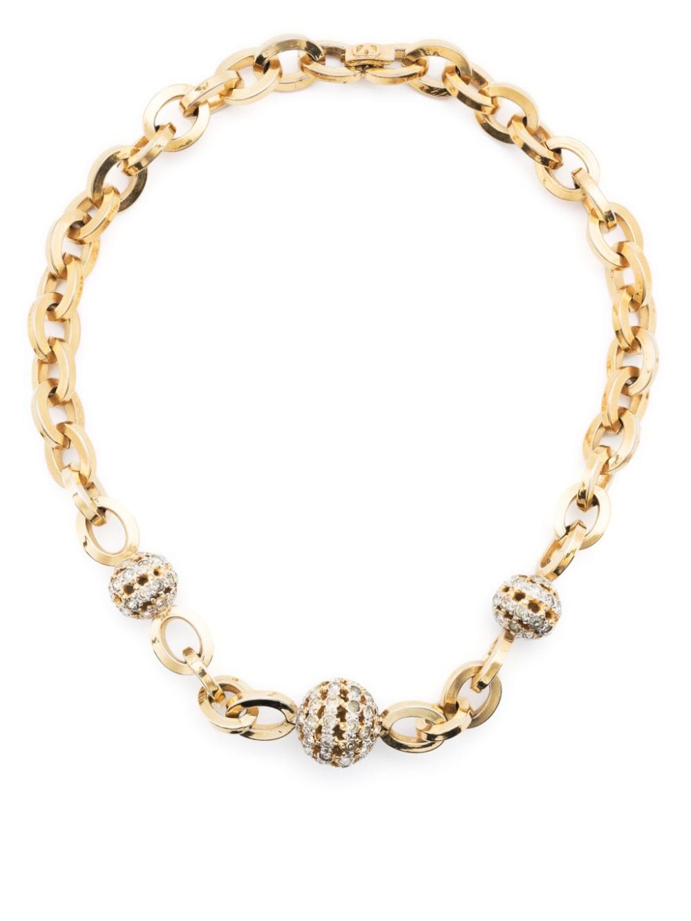 Valentino Garavani Pre-Owned 1980s crystal-embellished chain necklace - Gold von Valentino Garavani Pre-Owned