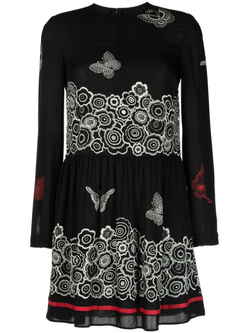 Valentino Garavani Pre-Owned 2010s floral-print silk minidress - Black von Valentino Garavani Pre-Owned