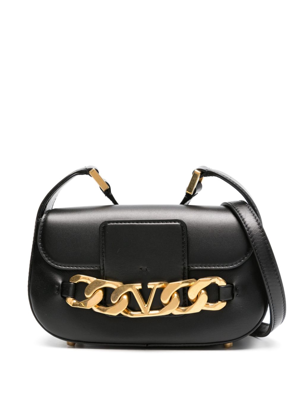 Valentino Garavani Pre-Owned VLogo-chain leather shoulder bag - Black von Valentino Garavani Pre-Owned