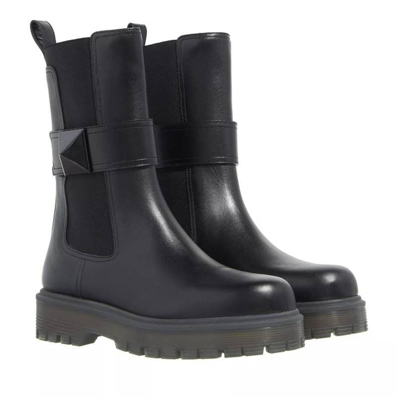 Valentino Garavani Boots & Stiefeletten - One Stud Beatle Boot In Calfskin - Gr. 35 (EU) - in Schwarz - für Damen von Valentino Garavani