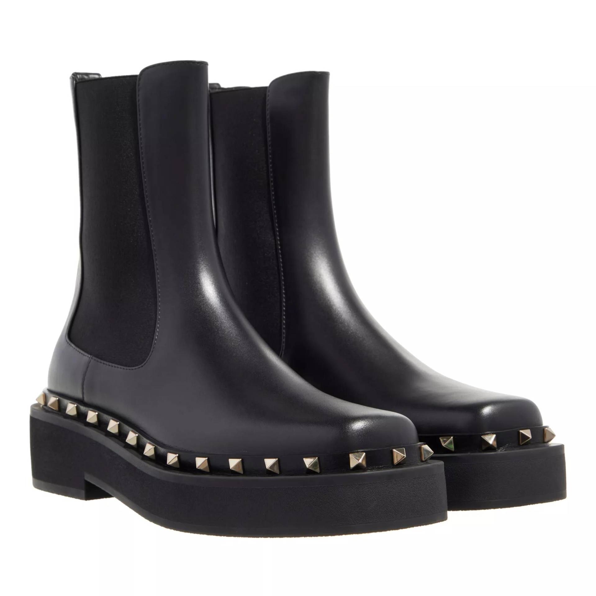 Valentino Garavani Boots & Stiefeletten - Platform Plain Toe Round Boots - Gr. 37 (EU) - in Schwarz - für Damen von Valentino Garavani