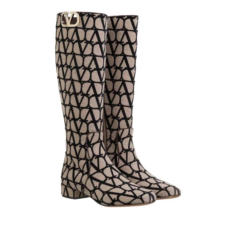 Valentino Garavani Boots & Stiefeletten - V Logo Type Square Toe Boots - Gr. 40 (EU) - in Beige - für Damen von Valentino Garavani