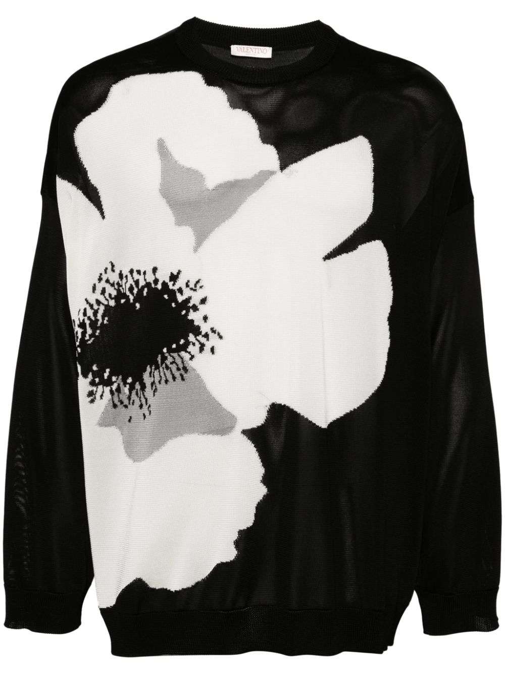 Valentino Garavani Flower-print cotton-jersey sweatshirt - Black von Valentino Garavani