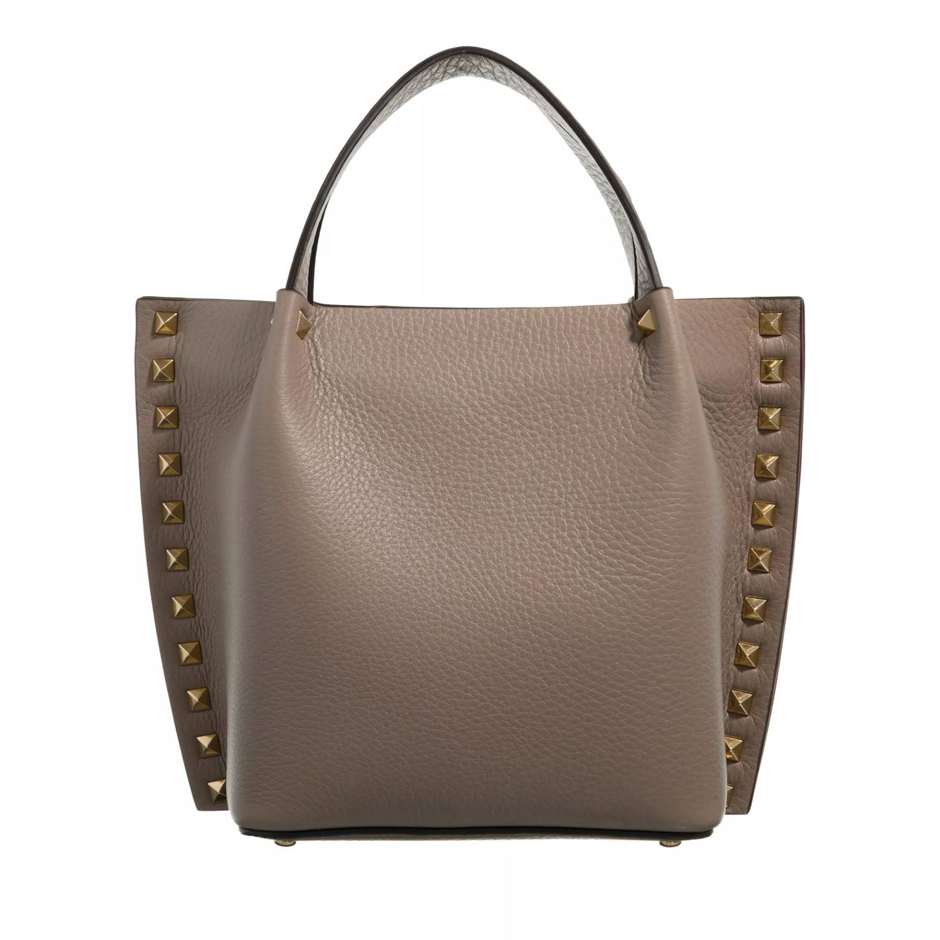 Valentino Garavani Henkeltasche - Small Tote Rockstud - Gr. unisize - in Taupe - für Damen von Valentino Garavani