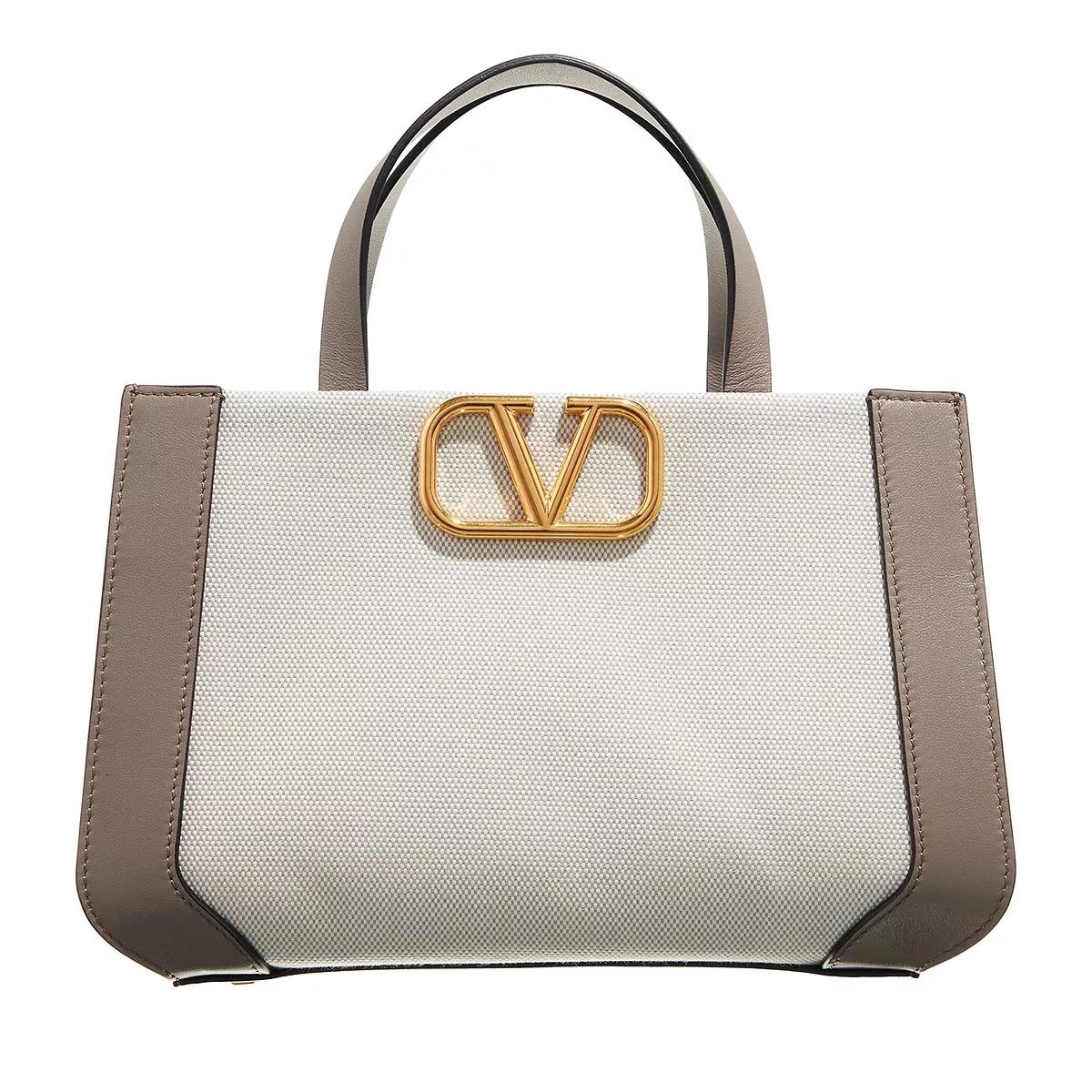 Valentino Garavani Henkeltasche - Small Tote V Logo Signature Canvas - Gr. unisize - in Creme - für Damen von Valentino Garavani