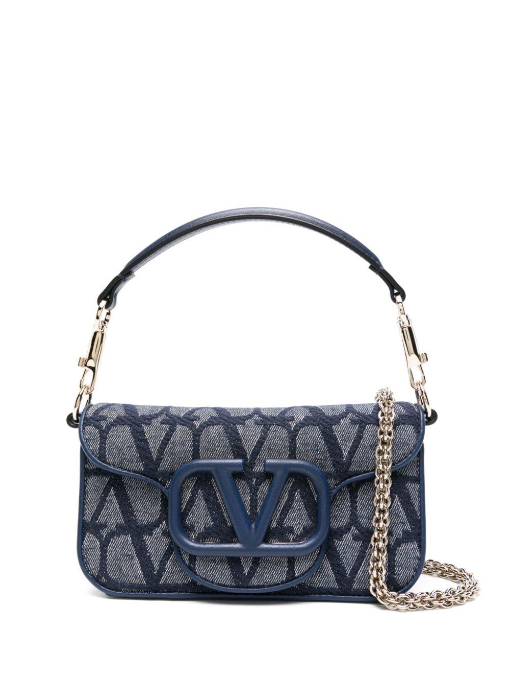 Valentino Garavani Locò Toile Iconographe denim crossbody bag - Blue von Valentino Garavani