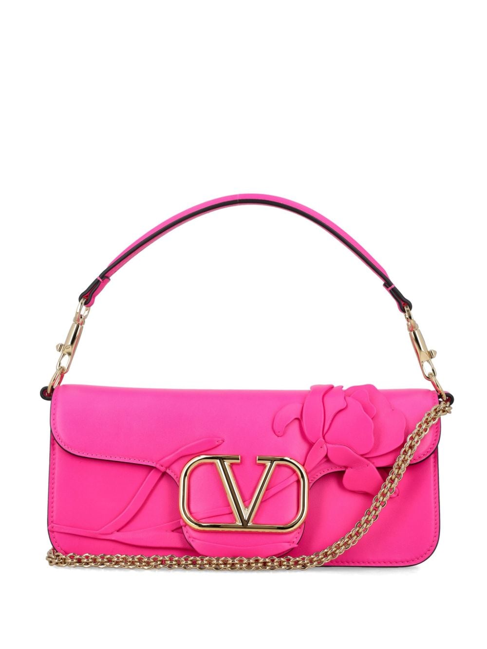 Valentino Garavani Locò floral-appliqué shoulder bag - Pink von Valentino Garavani