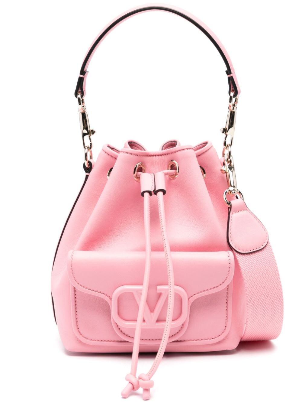 Valentino Garavani Locò leather bucket bag - Pink von Valentino Garavani