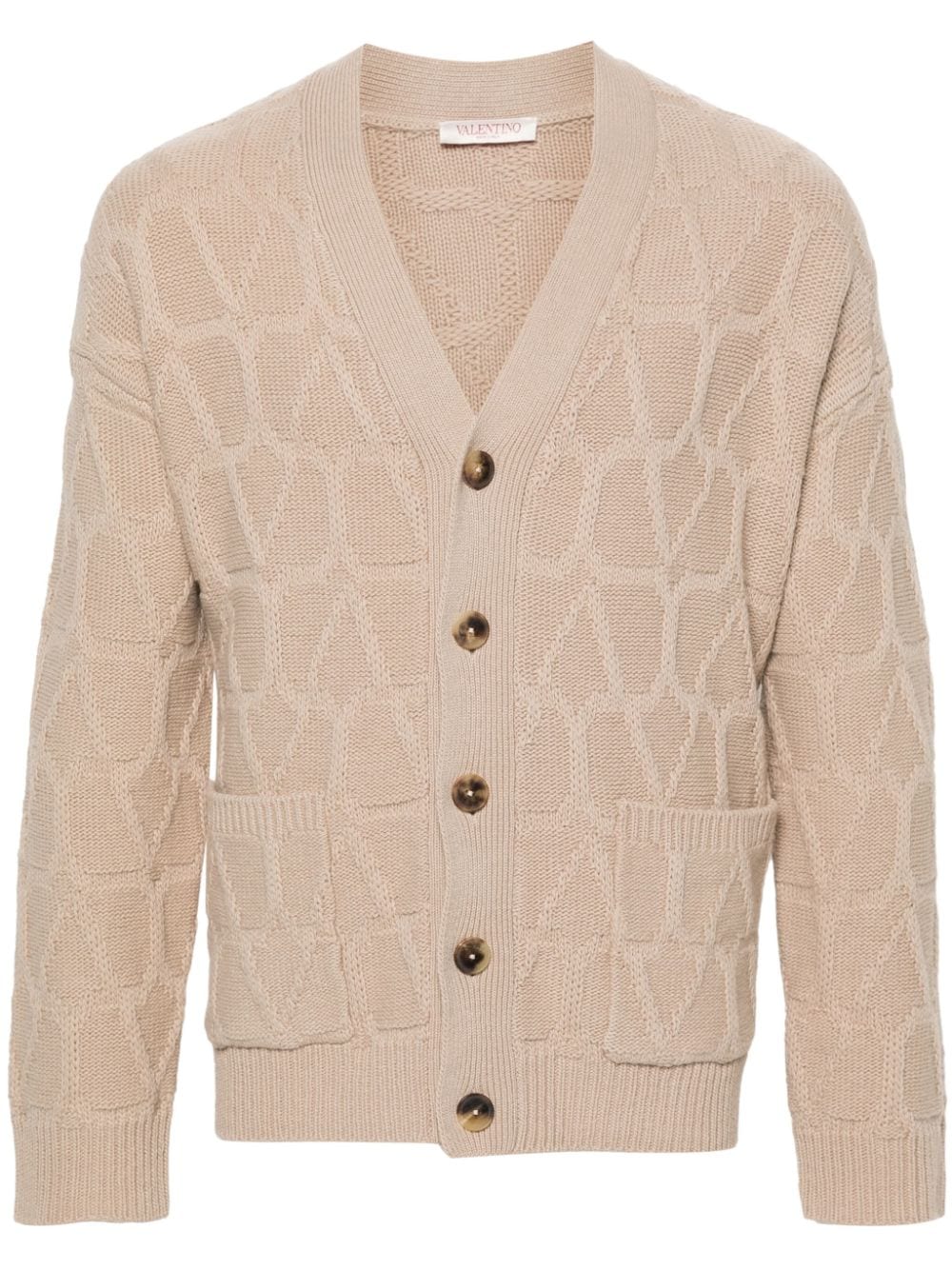 Valentino Garavani Maxi-VLogo wool cardigan - Neutrals von Valentino Garavani