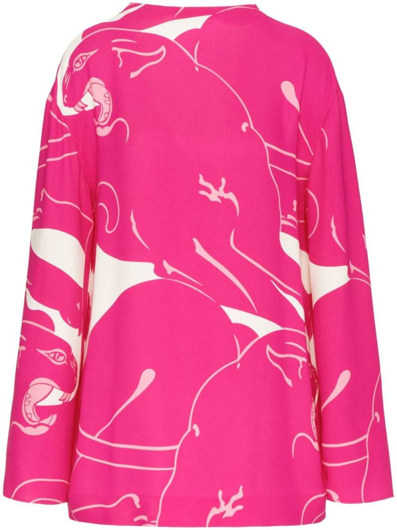 Valentino Garavani Cady Panther silk blouse - Pink von Valentino Garavani
