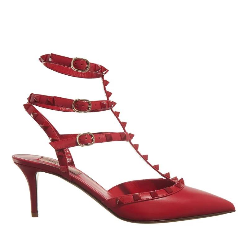 Valentino Garavani Pumps & High Heels - Rockstud Ankle Strap Pumps Leather - Gr. 37 (EU) - in Rot - für Damen von Valentino Garavani