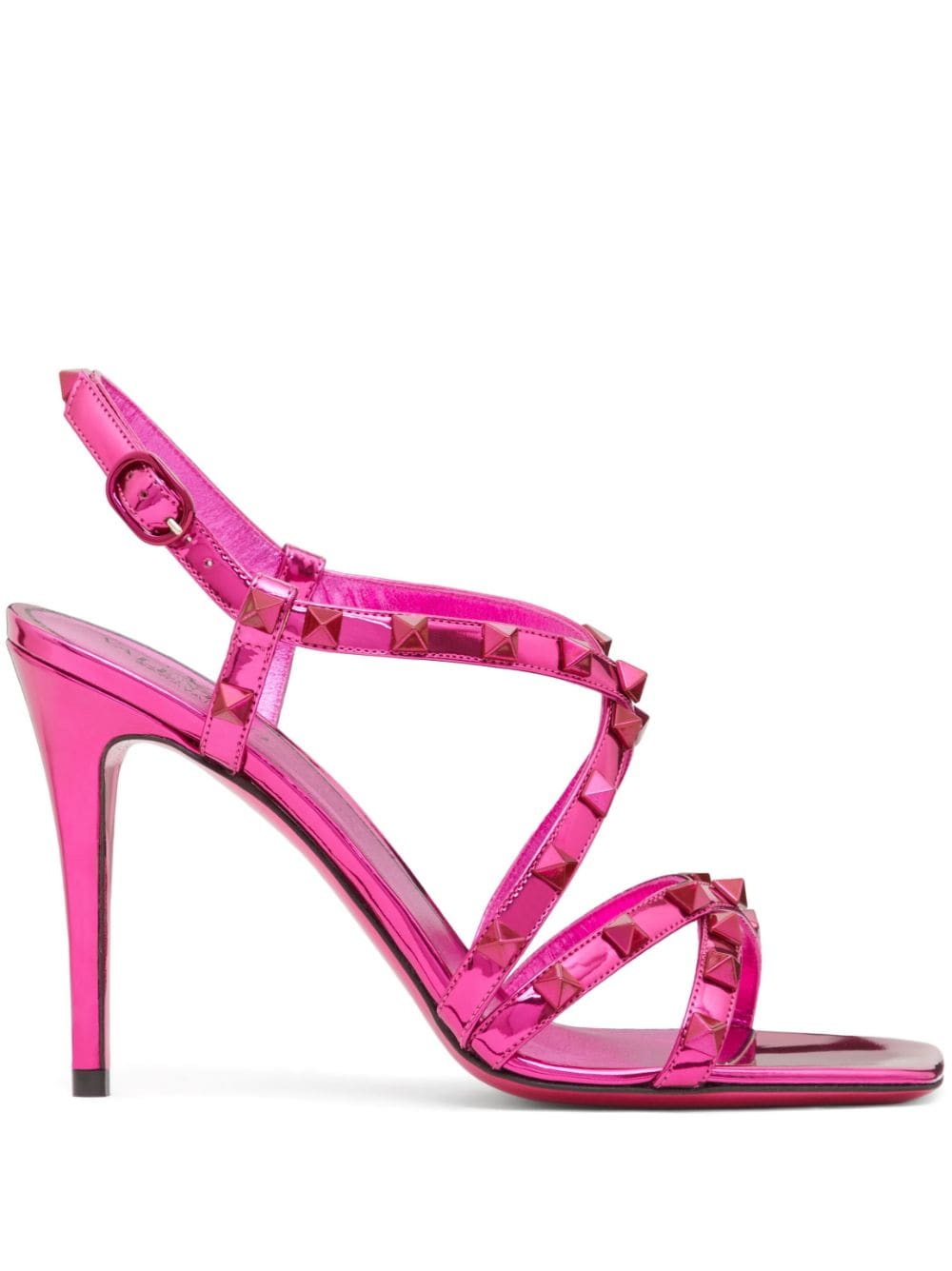 Valentino Garavani Rockstud 100mm mirrored sandals - Pink von Valentino Garavani