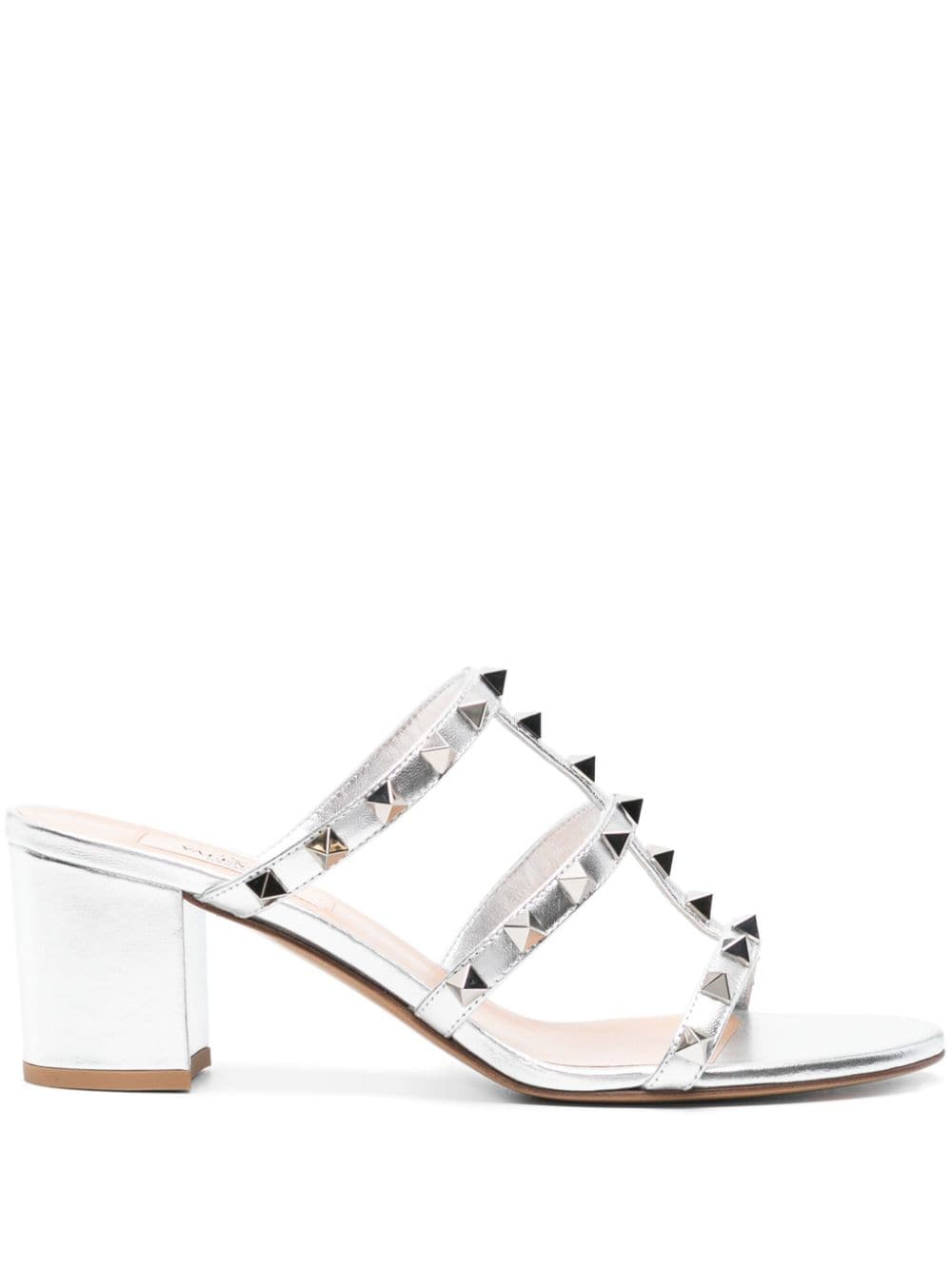 Valentino Garavani Rockstud 60mm metallic mules - Silver von Valentino Garavani