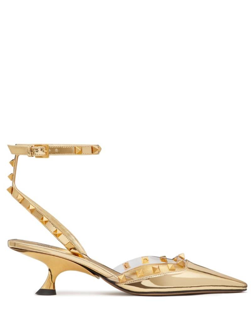 Valentino Garavani Rockstud Couture 50mm mirrored pumps - Gold von Valentino Garavani