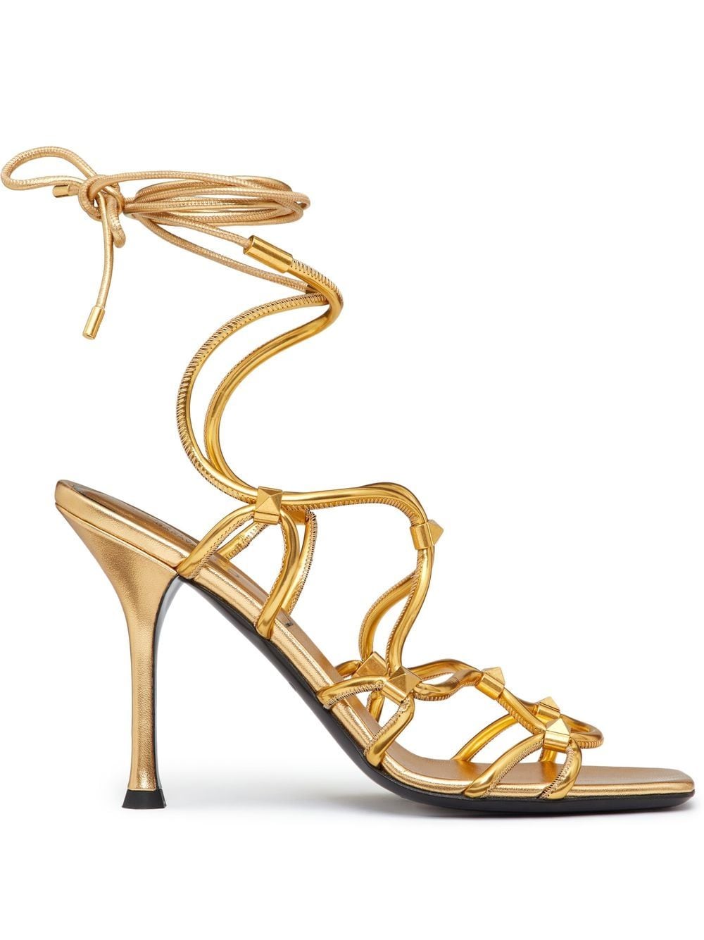 Valentino Garavani Rockstud Net lace-up sandals - Gold von Valentino Garavani
