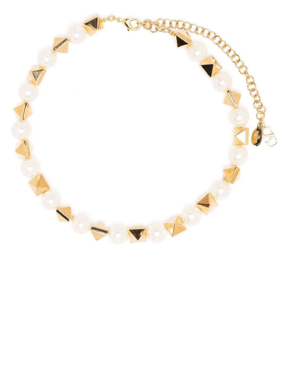 Valentino Garavani Rockstud Swarovski pearl necklace - Gold von Valentino Garavani