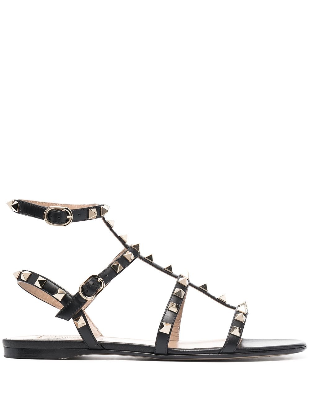 Valentino Garavani Rockstud ankle-strap flat sandals - Black von Valentino Garavani