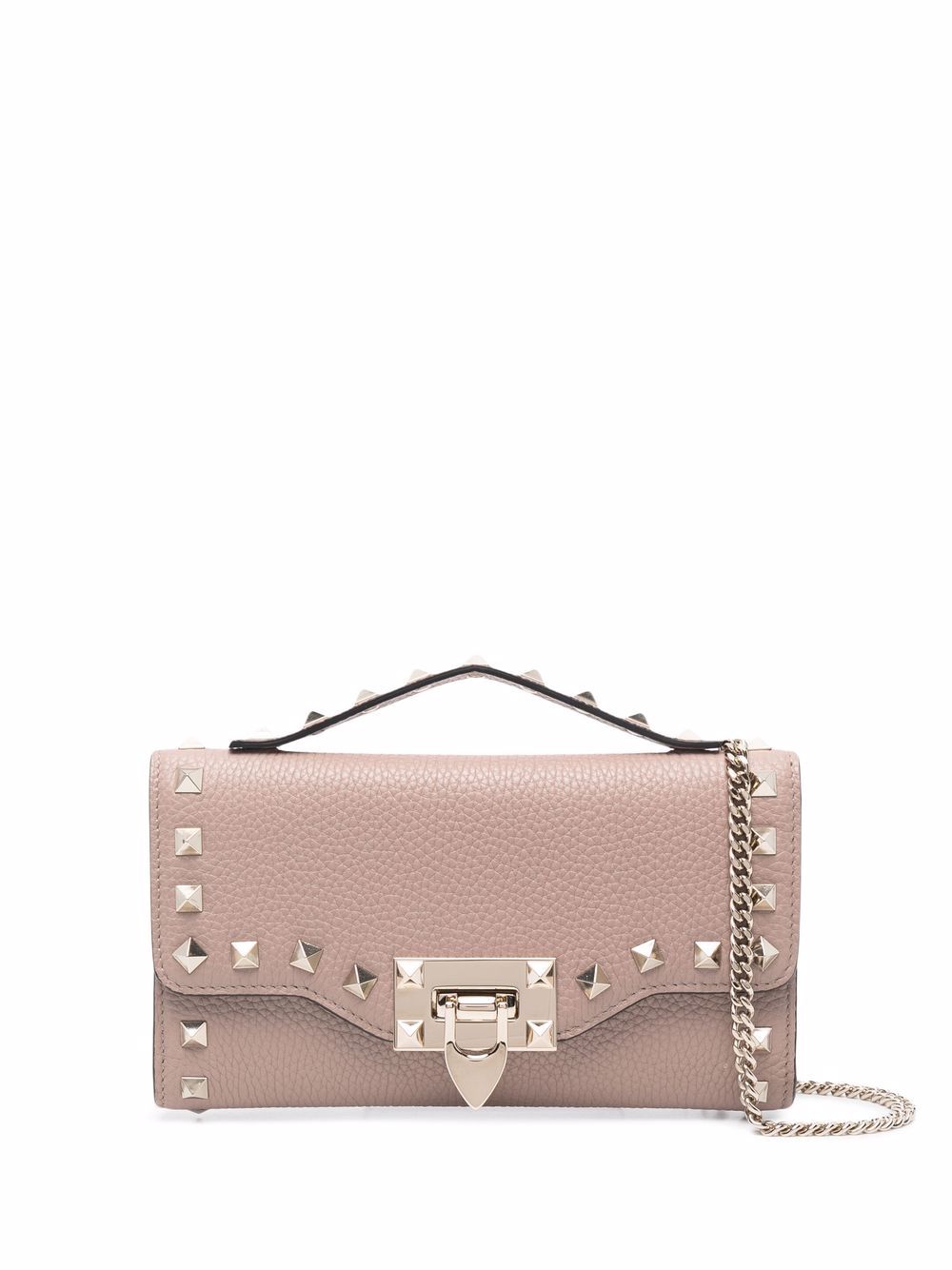 Valentino Garavani Rockstud leather wallet-on-chain - Pink von Valentino Garavani