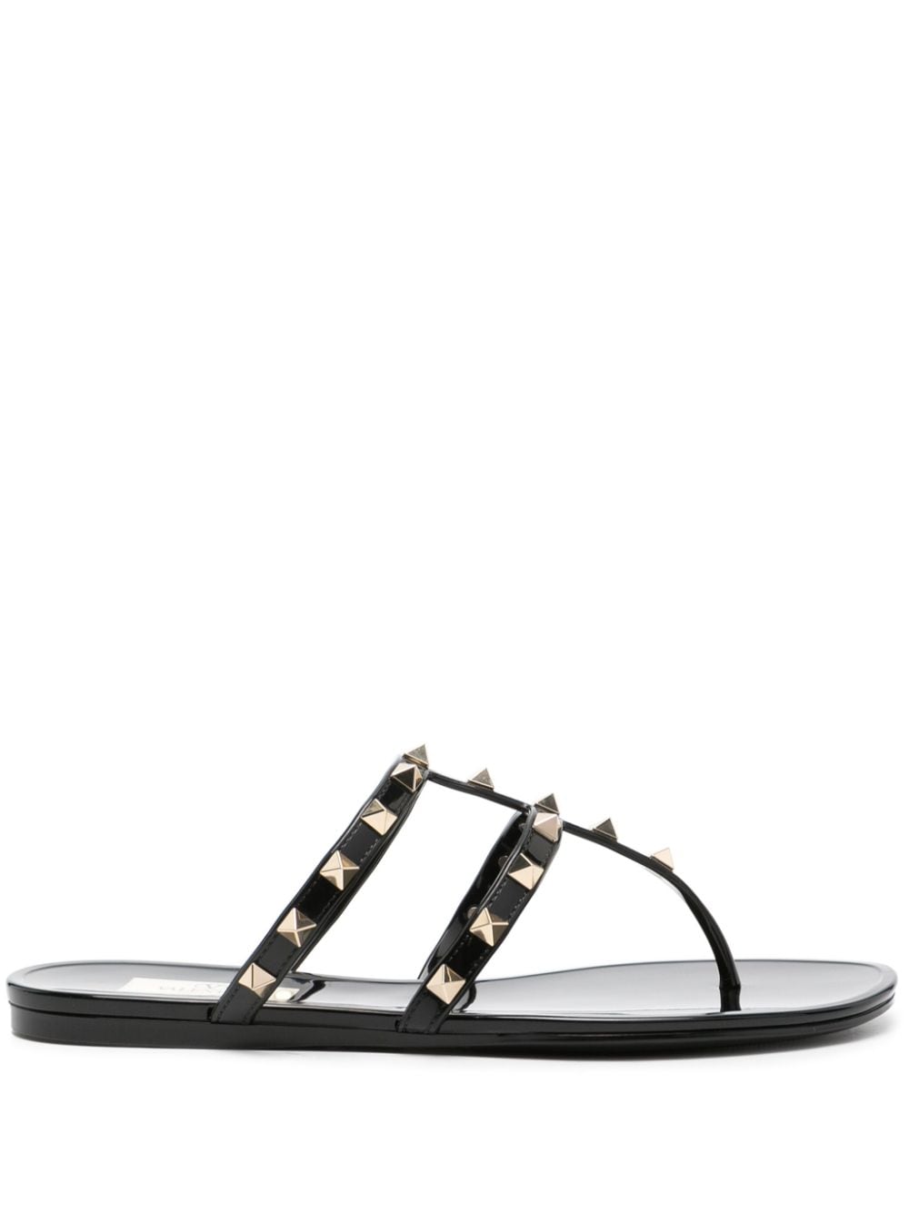 Valentino Garavani Rockstud patent sandals - Black von Valentino Garavani