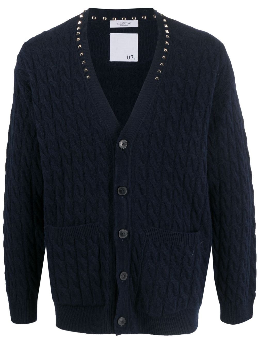 Valentino Garavani Rockstud-embellished cable-knit cardigan - Blue von Valentino Garavani