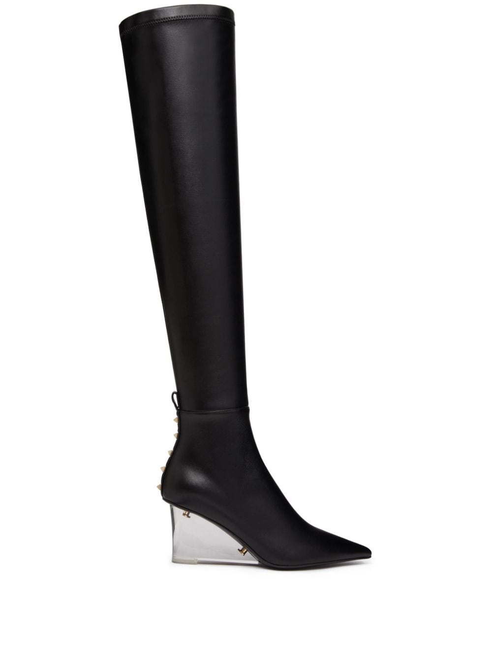 Valentino Garavani Rockstud-embellished leather boots - Black von Valentino Garavani