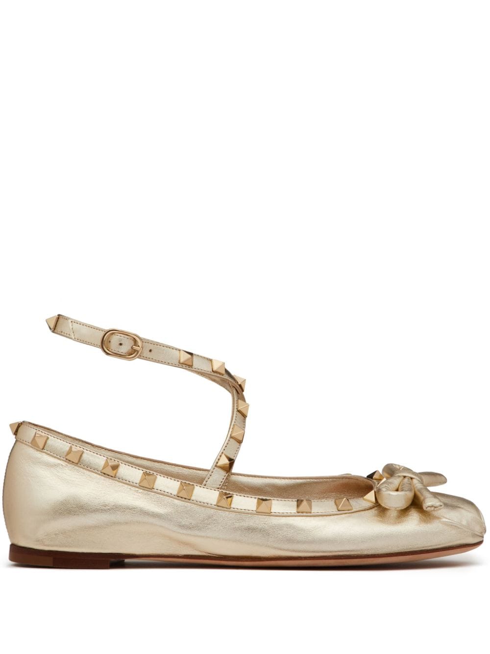 Valentino Garavani Rockstud leather ballerina shoes - Gold von Valentino Garavani