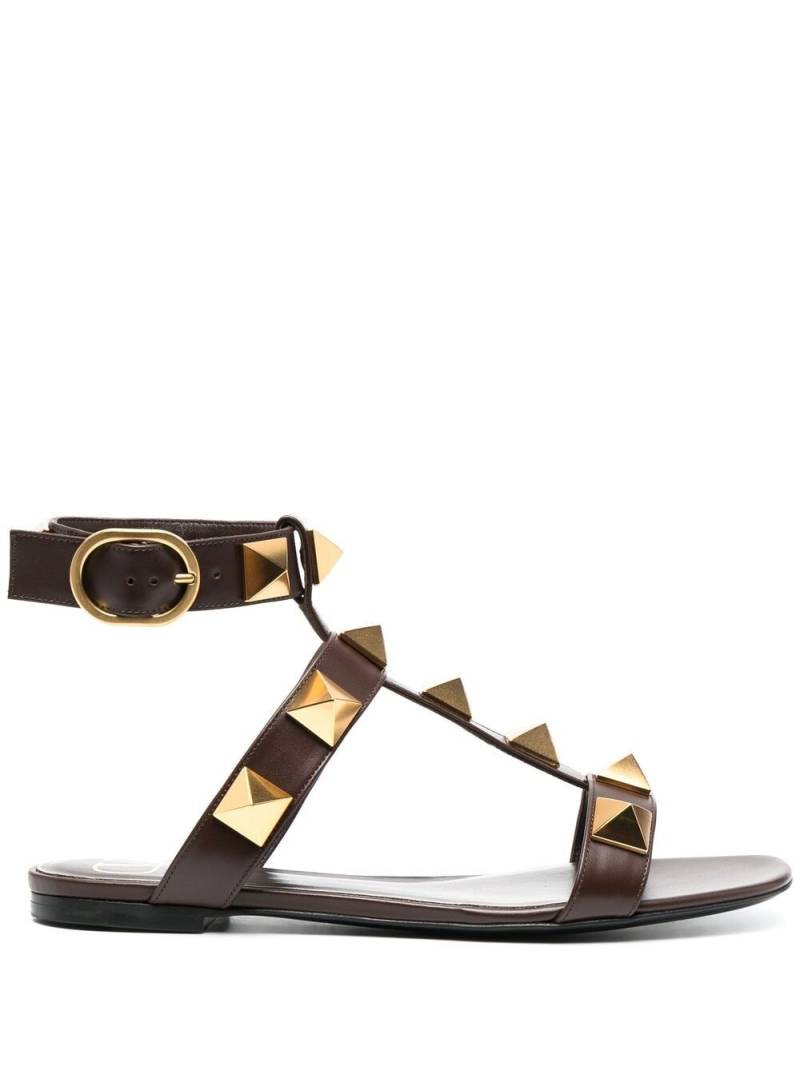 Valentino Garavani Rockstud leather sandals - Brown von Valentino Garavani