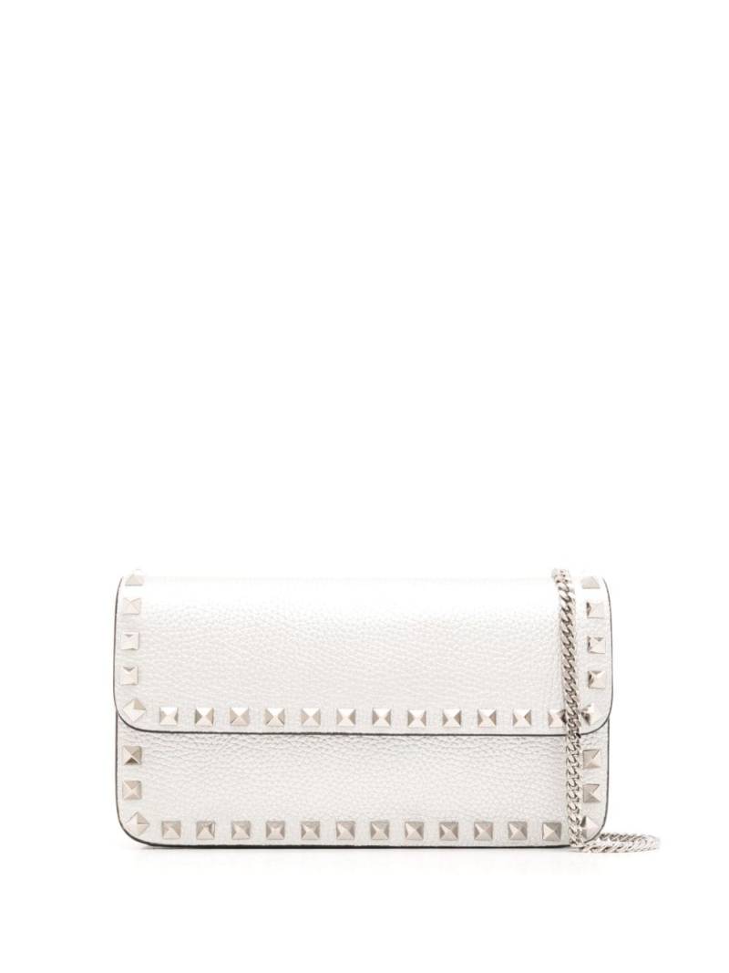 Valentino Garavani Rockstud leather wallet-on-chain - Silver von Valentino Garavani