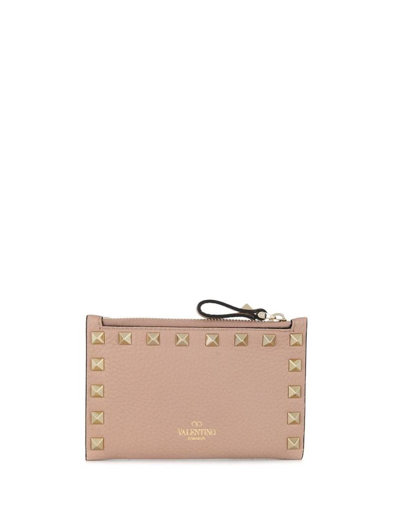 Valentino Garavani Rockstud zipped leather cardholder - Neutrals von Valentino Garavani