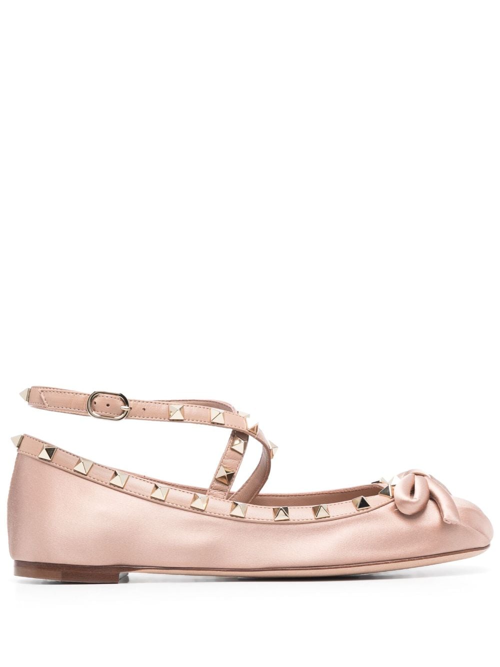 Valentino Garavani Rockstud satin ballerina shoes - Pink von Valentino Garavani