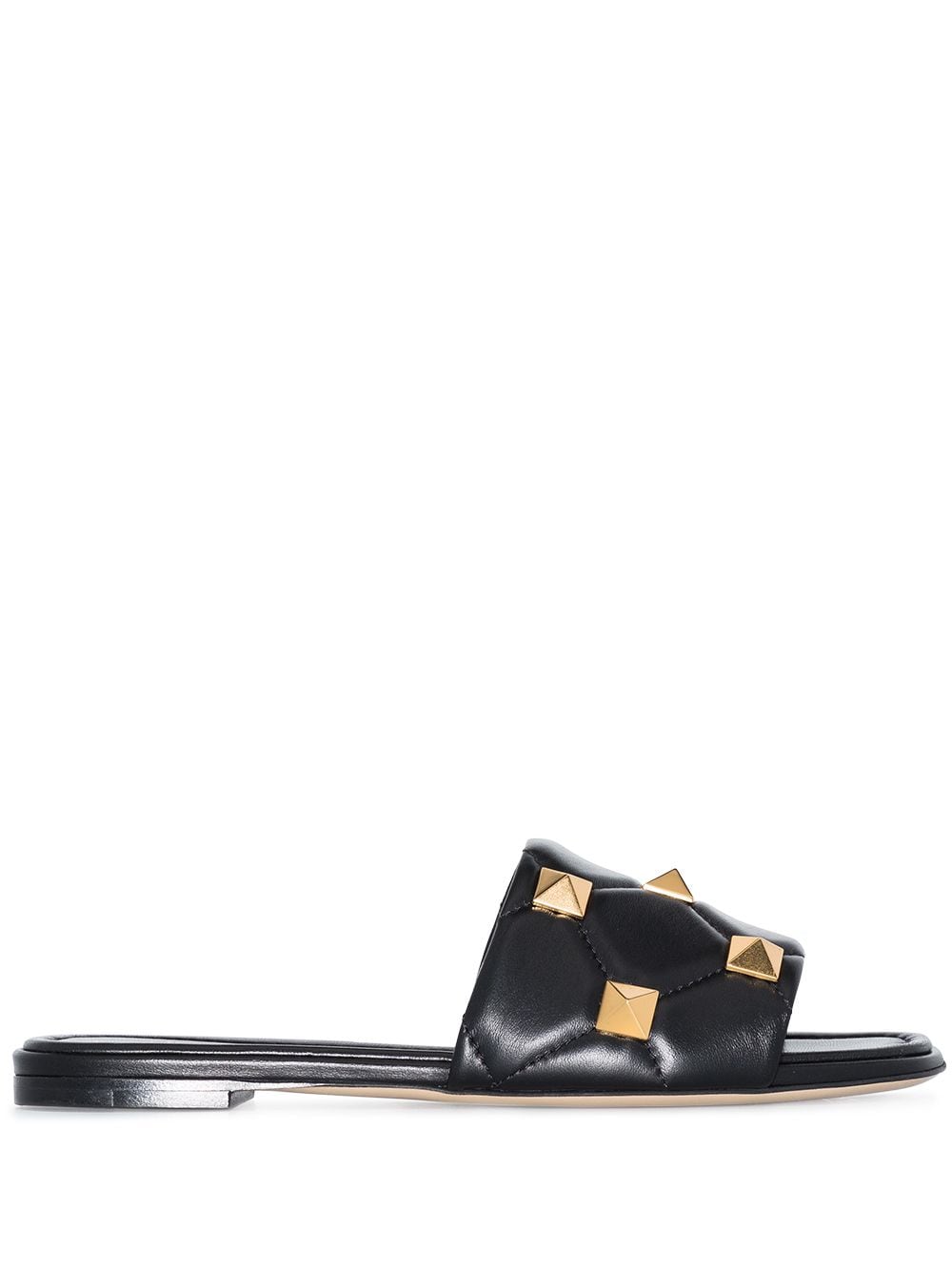 Valentino Garavani Roman Stud flat leather sandals - Black von Valentino Garavani