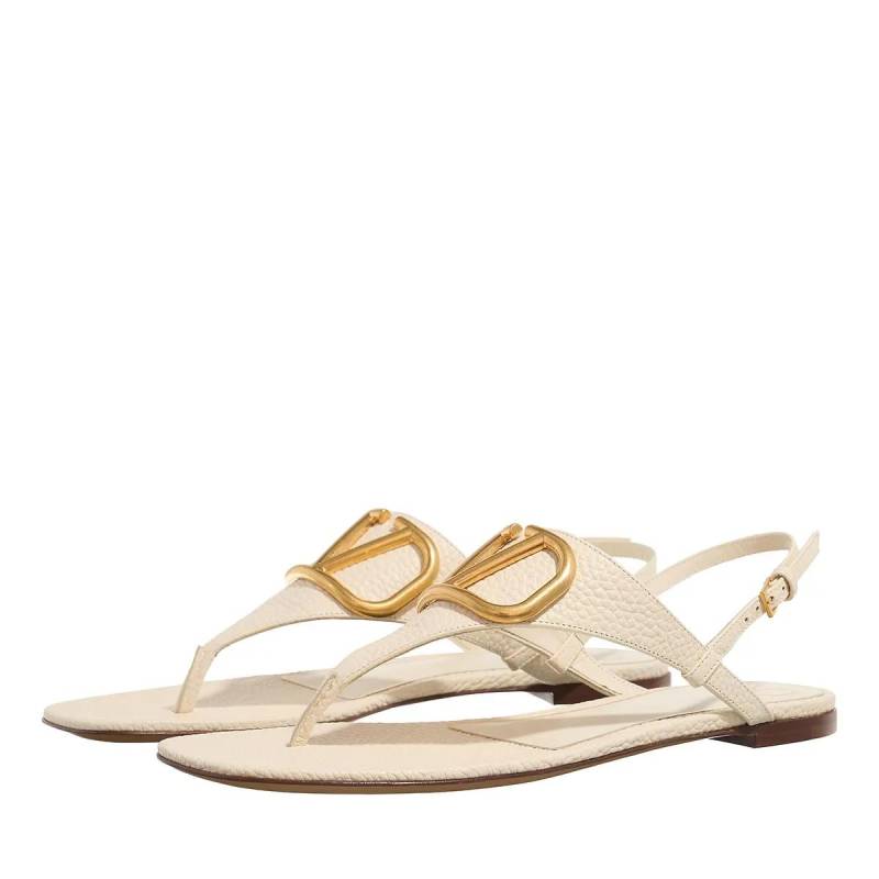 Valentino Garavani Sandalen - VLogo Signature Flat Thong Sandals - Gr. 36 (EU) - in Creme - für Damen von Valentino Garavani