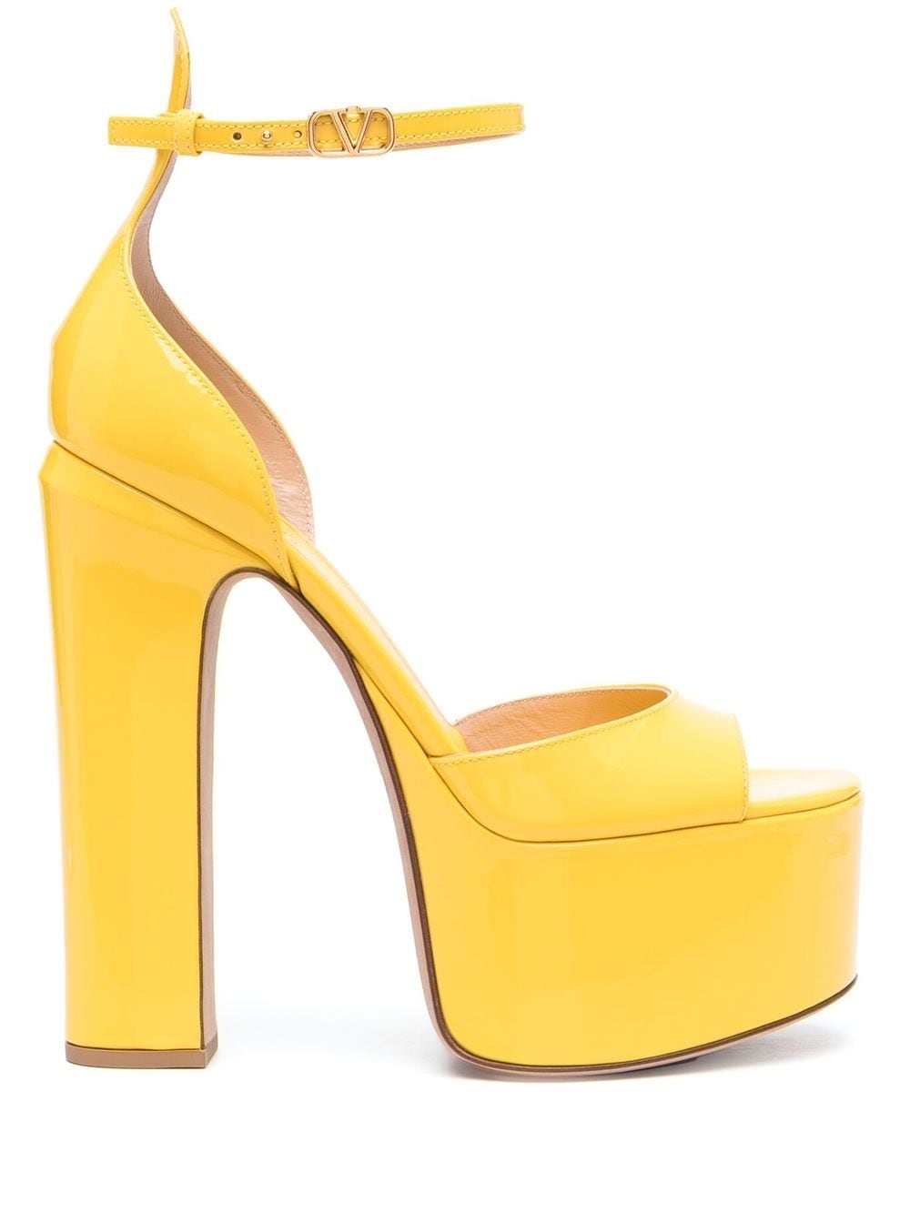 Valentino Garavani Tan-Go 155mm patent-leather sandals - Yellow von Valentino Garavani