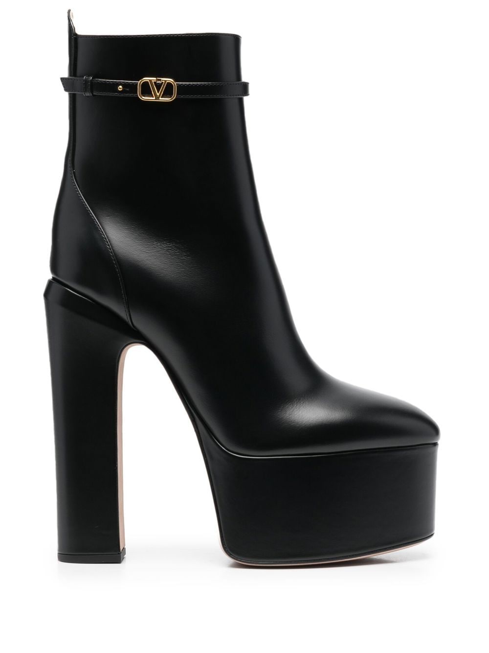 Valentino Garavani Tan-Go leather platform boots - Black von Valentino Garavani