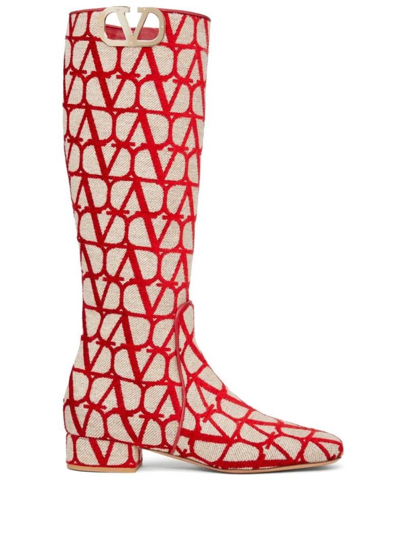 Valentino Garavani Toile Iconographe VLogo Type boots - Neutrals von Valentino Garavani