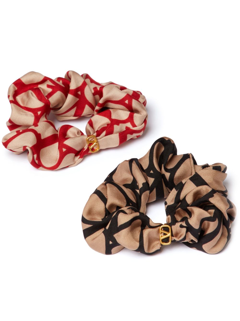 Valentino Garavani Toile Iconographe silk scrunchies (set of two) - Neutrals von Valentino Garavani