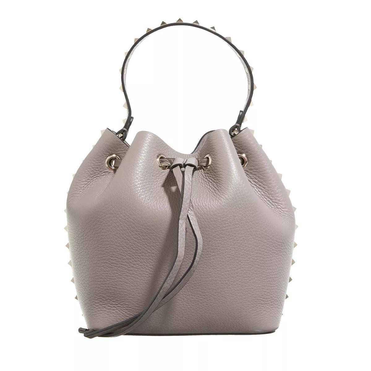 Valentino Garavani Umhängetasche - Bucket Bag Rockstud - Gr. unisize - in Taupe - für Damen von Valentino Garavani