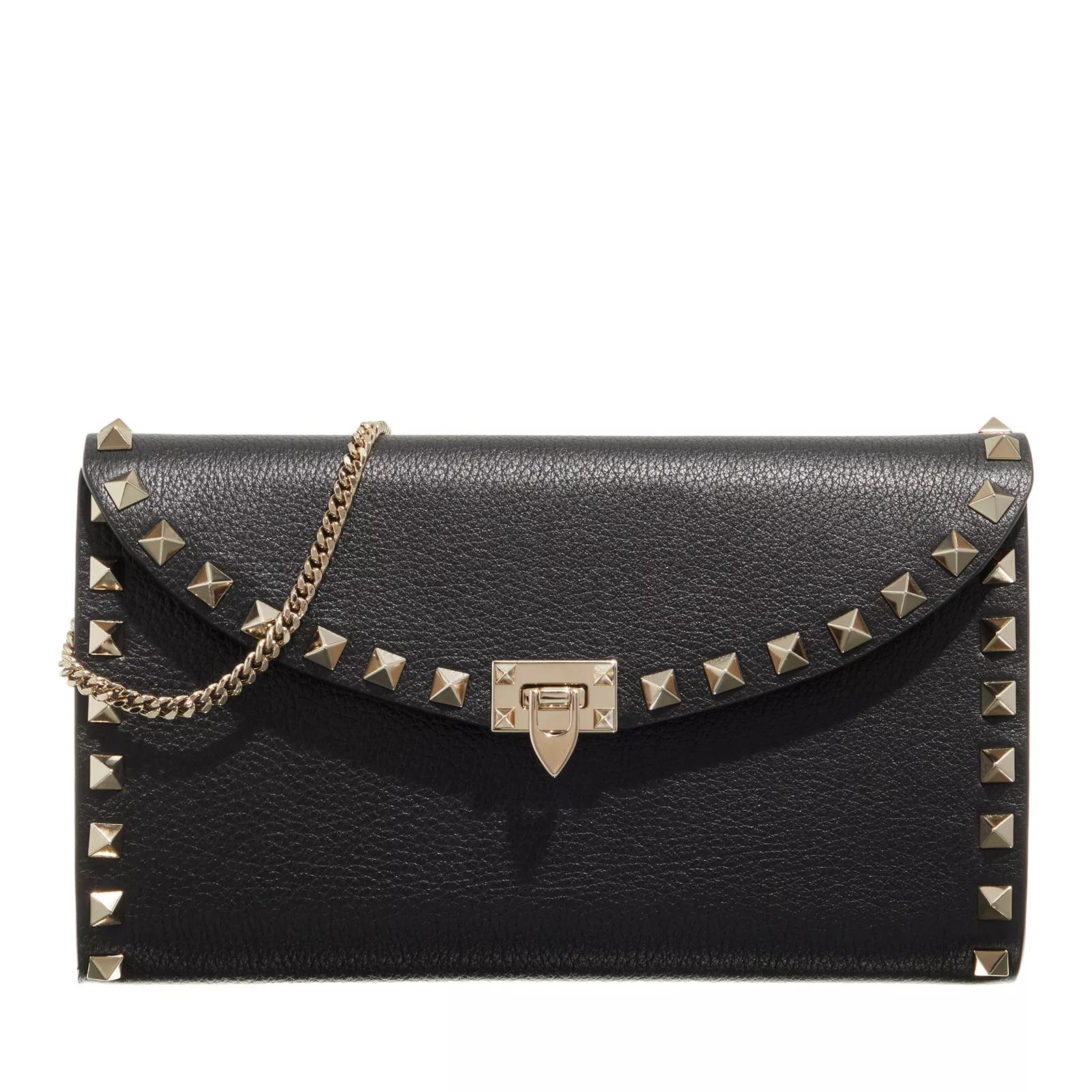 Valentino Garavani Umhängetasche - Wallet On Chain Rockstud - Gr. unisize - in Schwarz - für Damen von Valentino Garavani