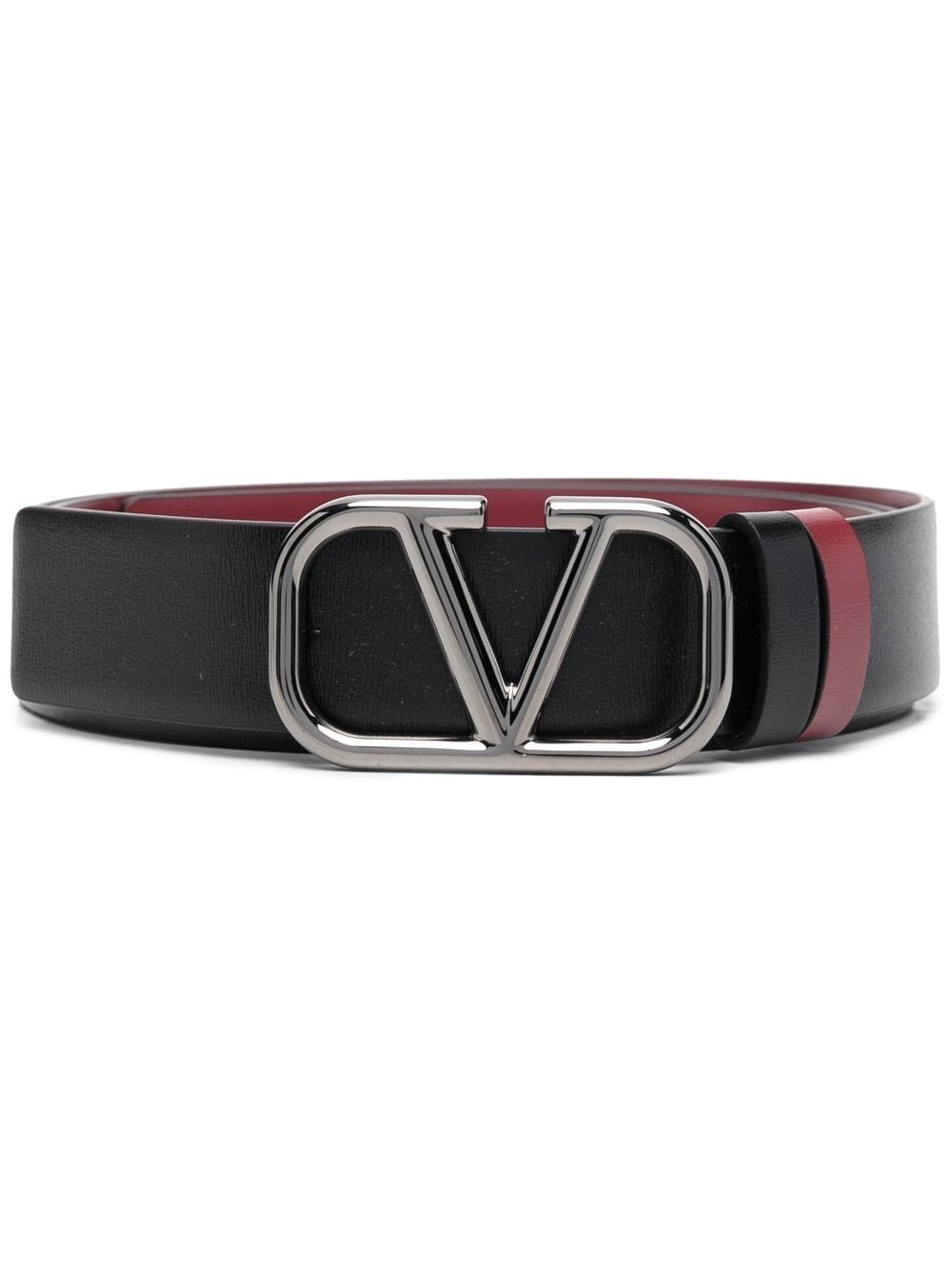 Valentino Garavani V-Logo reversible leather belt - Black von Valentino Garavani
