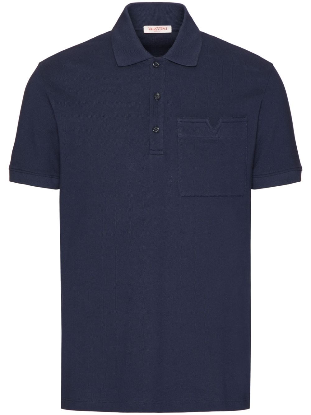 Valentino Garavani V-detail piqué polo shirt - Blue von Valentino Garavani