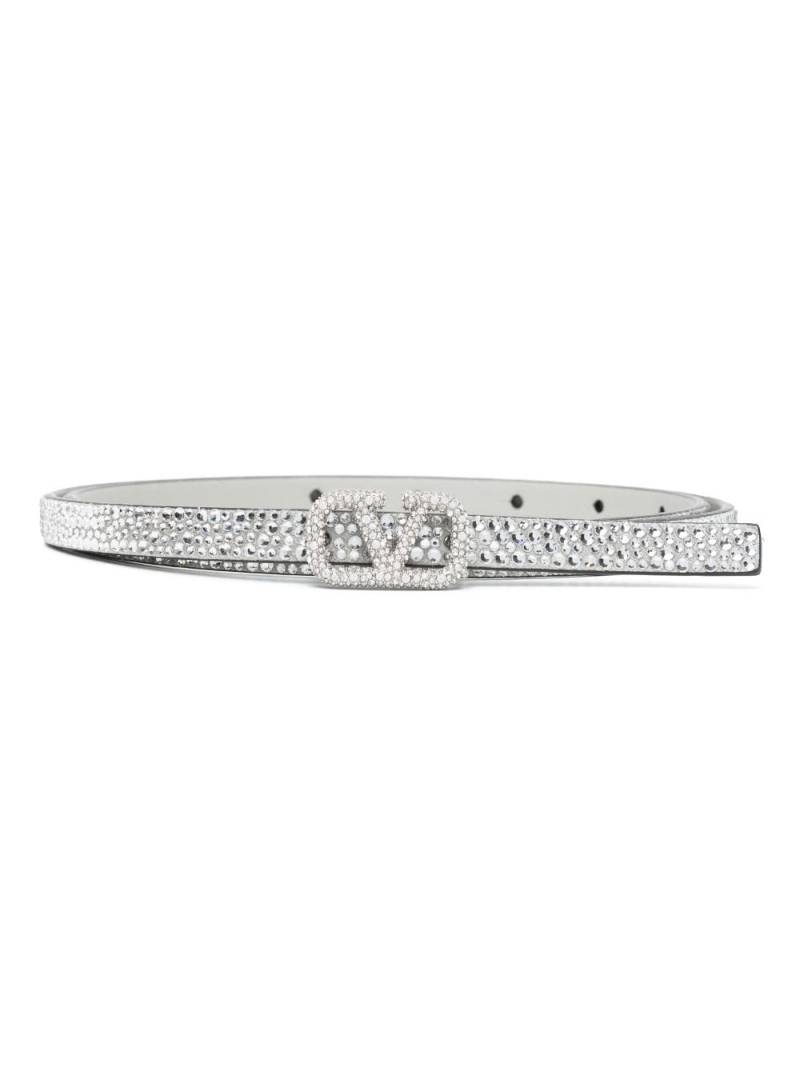 Valentino Garavani V-logo rhinestone-embellished belt - Silver von Valentino Garavani