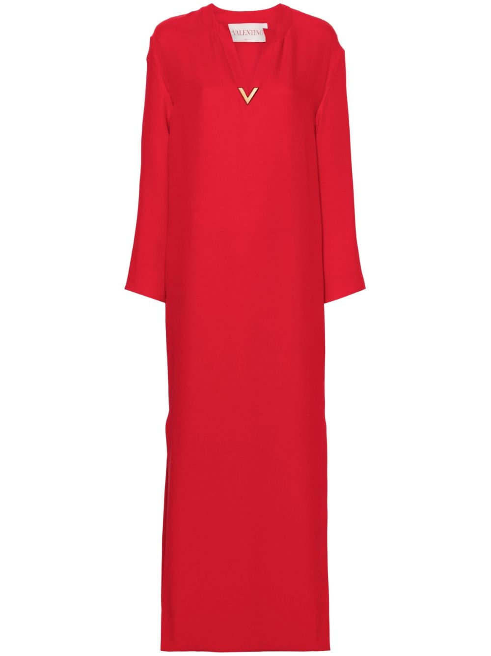 Valentino Garavani V-plaque crepe maxi dress - Red von Valentino Garavani