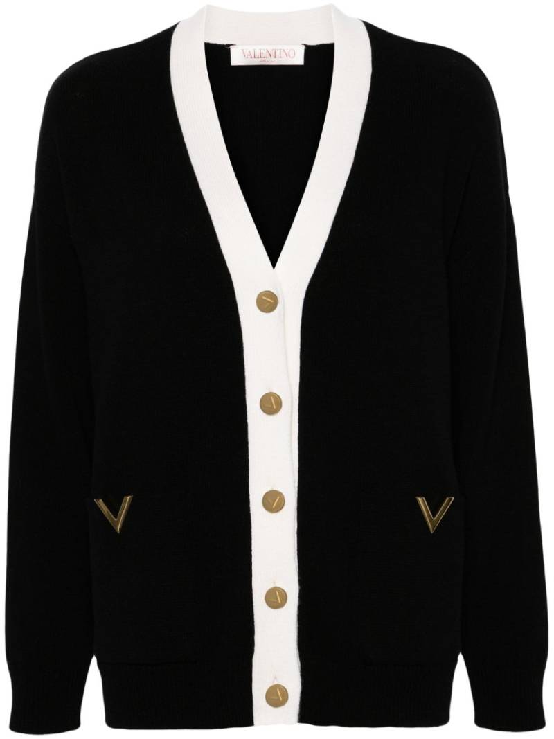 Valentino Garavani VGold contrast-trim wool cardigan - Black von Valentino Garavani