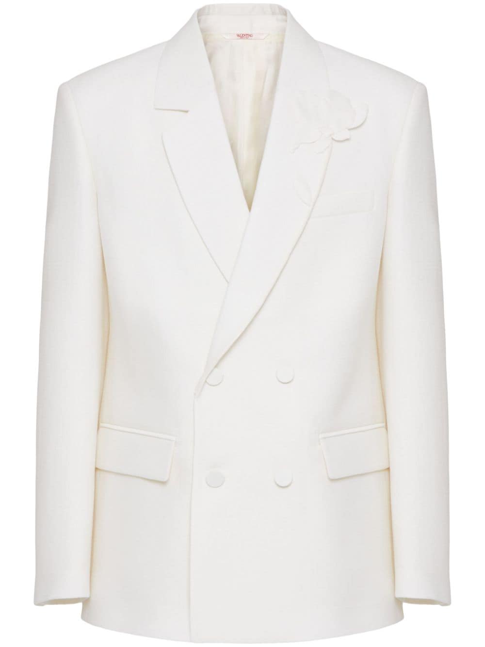 Valentino Garavani floral-appliqué double-breasted blazer - White von Valentino Garavani