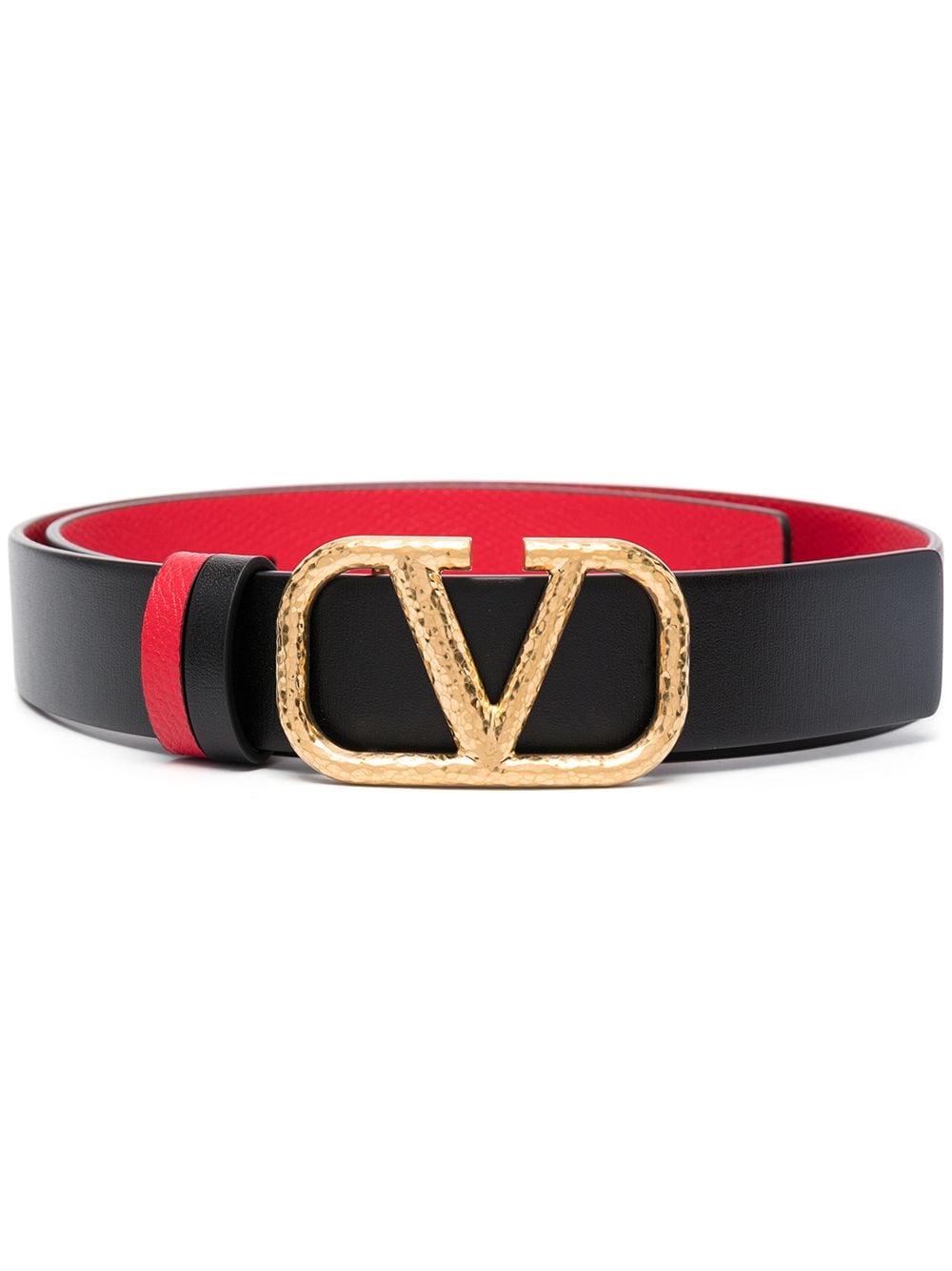 Valentino Garavani VLOGO leather buckle belt - Black von Valentino Garavani