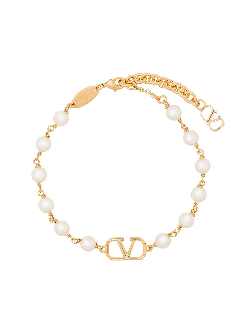 Valentino Garavani VLogo Signature pearl bracelet - White von Valentino Garavani