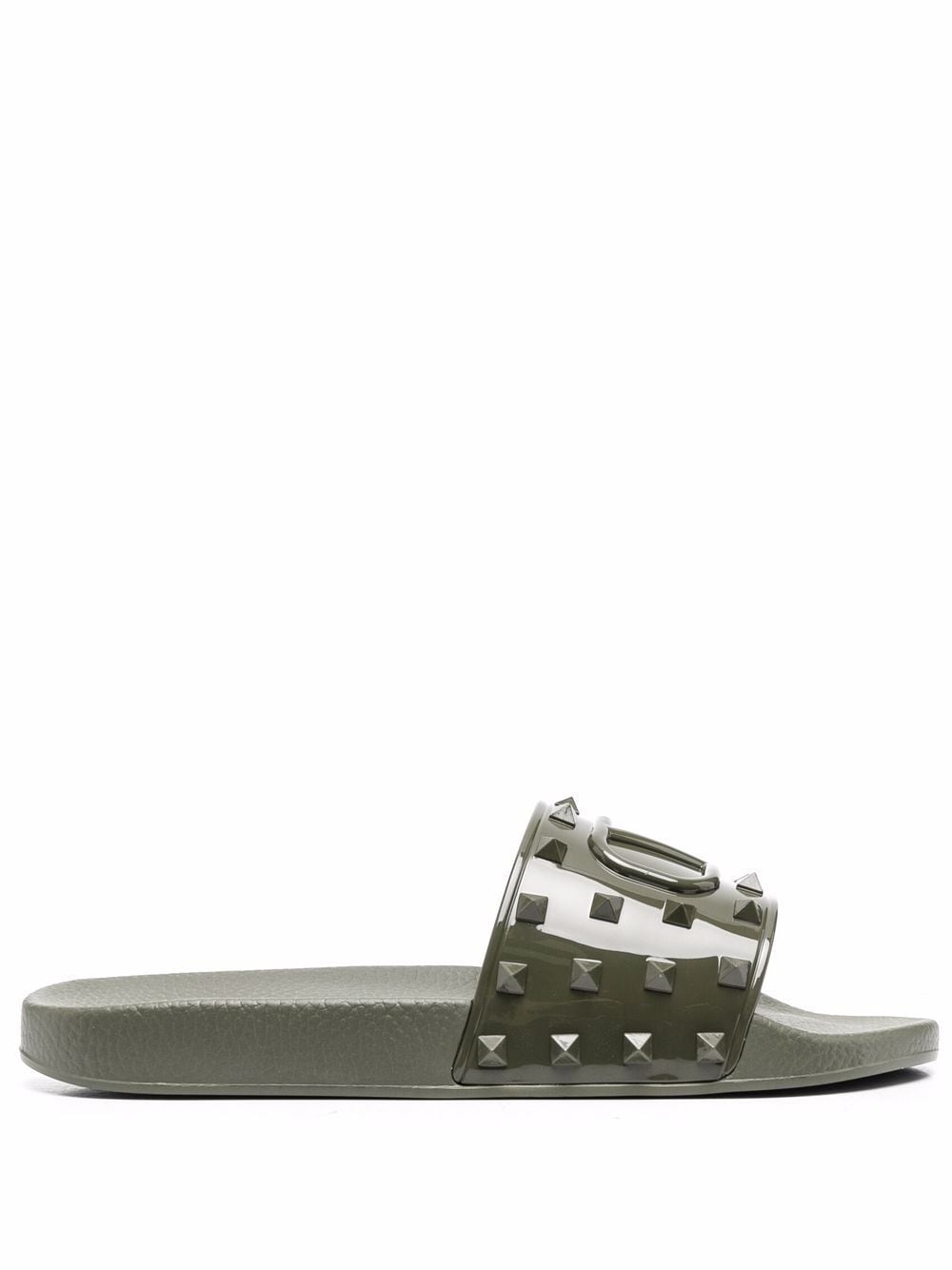 Valentino Garavani VLogo Rockstud flat slides - Green von Valentino Garavani